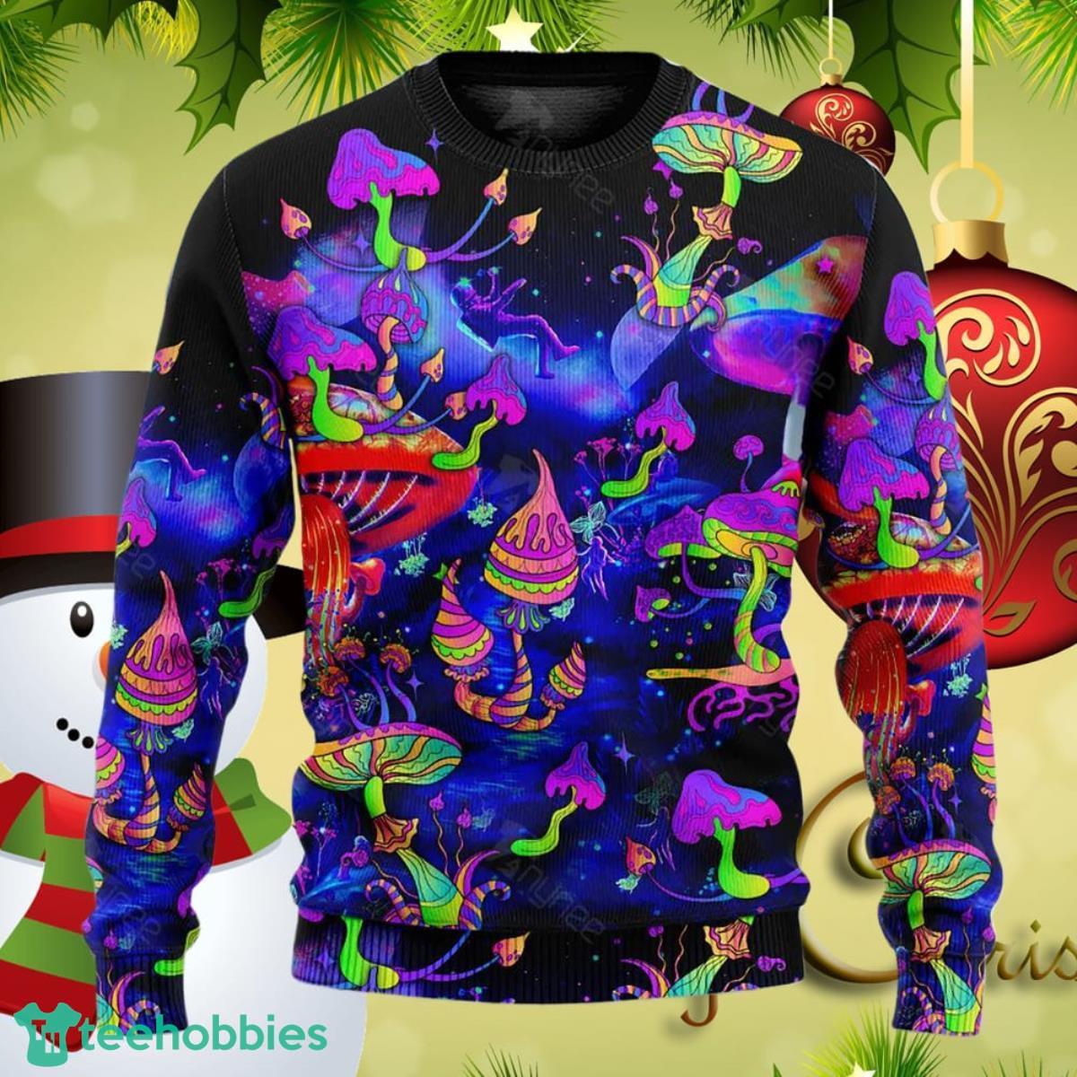 Hippie Mushroom Galaxy Neon Colorful Art Ugly Christmas Sweater Special Gifts Product Photo 1