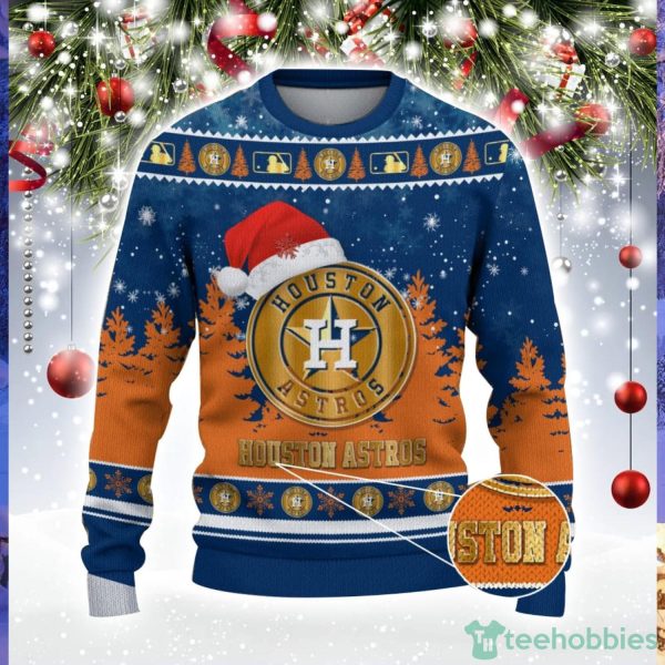 Houston Astros Logo Wearing Santa Hat Christmas Gift Ugly Christmas Sweater For Men And Women Gift Product Photo 1