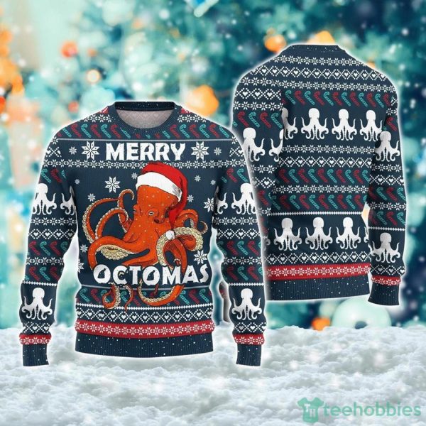 Merry Octomas 3D Ugly Christmas Sweater Ocean Octomas Xmas Party Sweater Product Photo 1