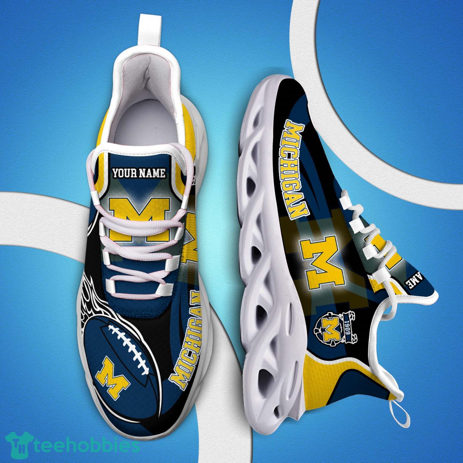 Michigan Wolverines Sport Sneakers Personalized Name Max Soul Shoes Product Photo 1