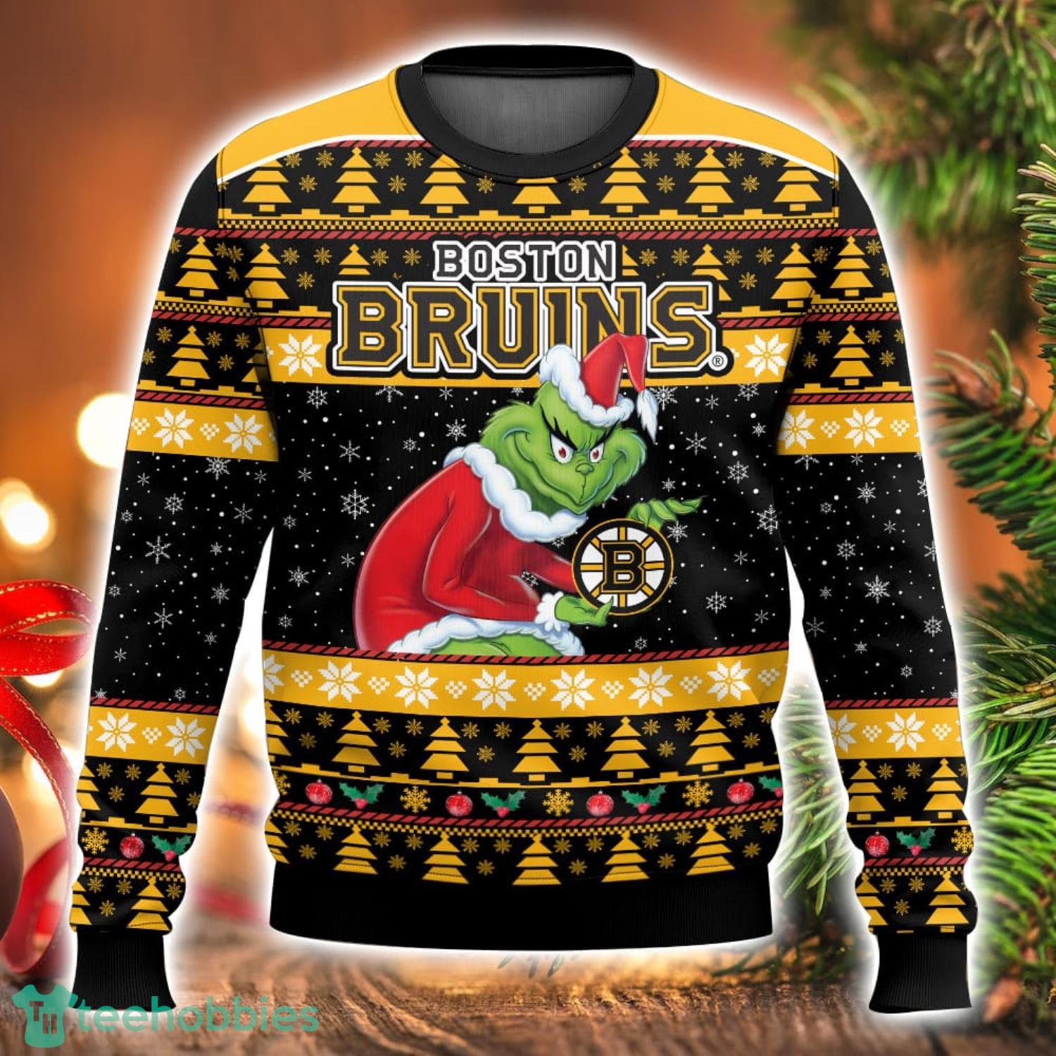 NHL Boston Bruins Grinch Ugly Christmas Sweater Christmas Gift Unisex Men And Women Sweater Product Photo 1