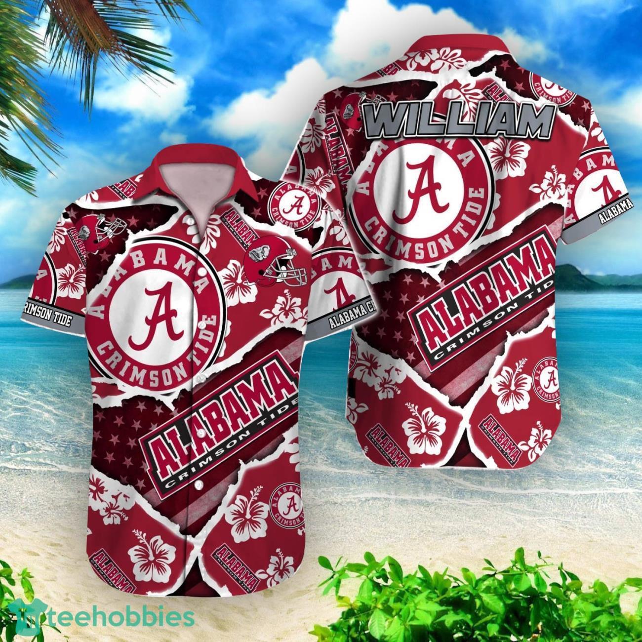Alabama Crimson Tide NCAA1 Flower Tropical Hawaiian Shirt Custom Name Product Photo 1