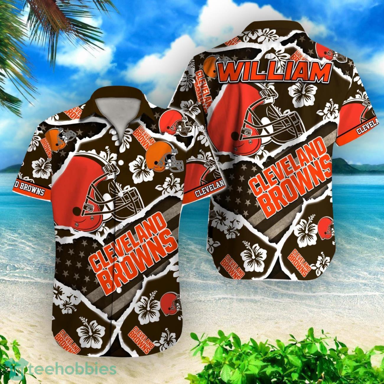 Cleveland Browns NFL Flower Tropical Hawaiian Shirt Custom Name Product Photo 1