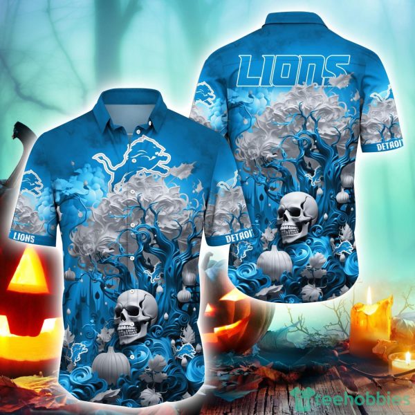 Detroit Lions Halloween Skull Halloween Hawaiian Shirt For Sport Fans Product Photo 1