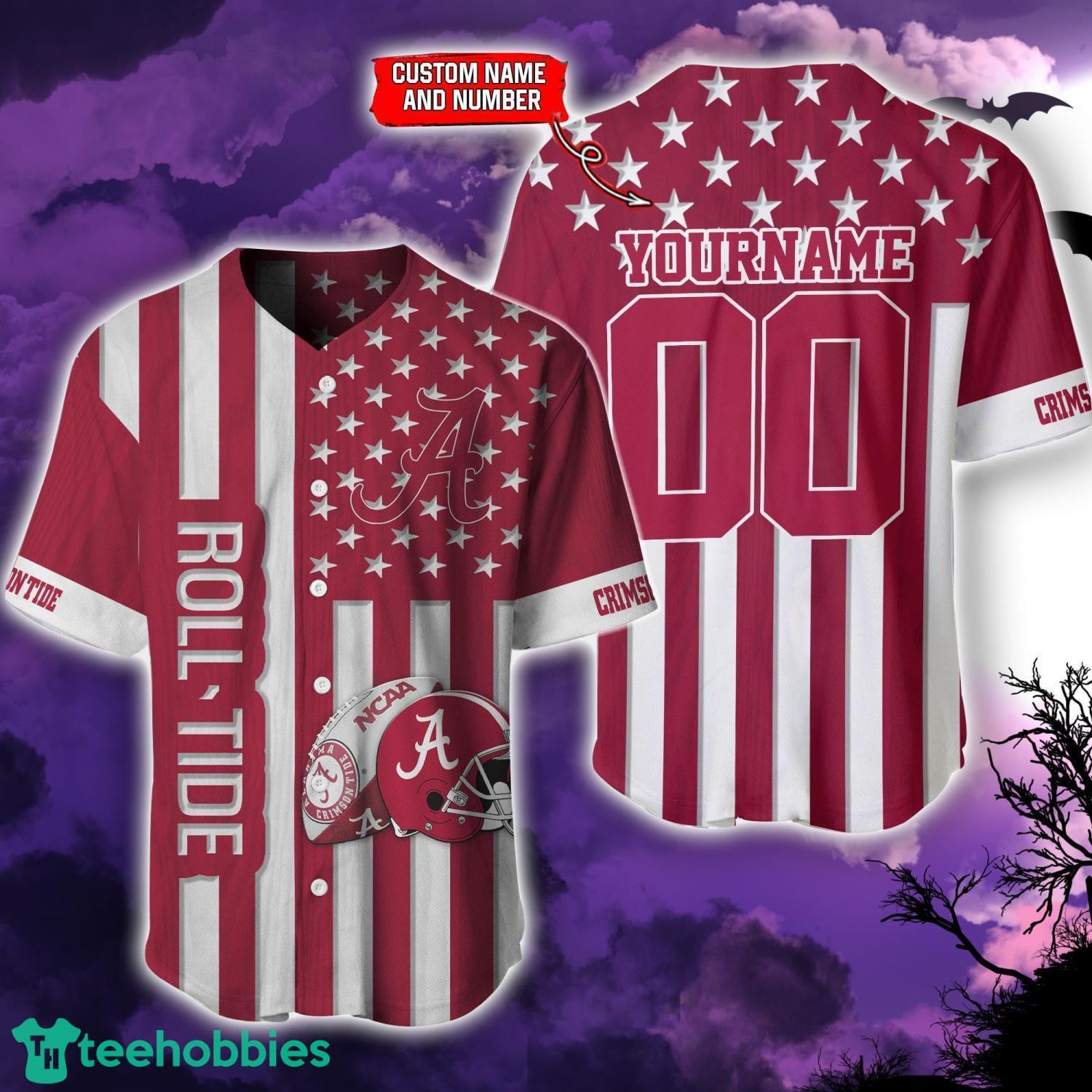NCAA Alabama Crimson Tide Custom Name Custom Number Slogan Baseball Jersey Shirt Best Sport Fans Gift Product Photo 1