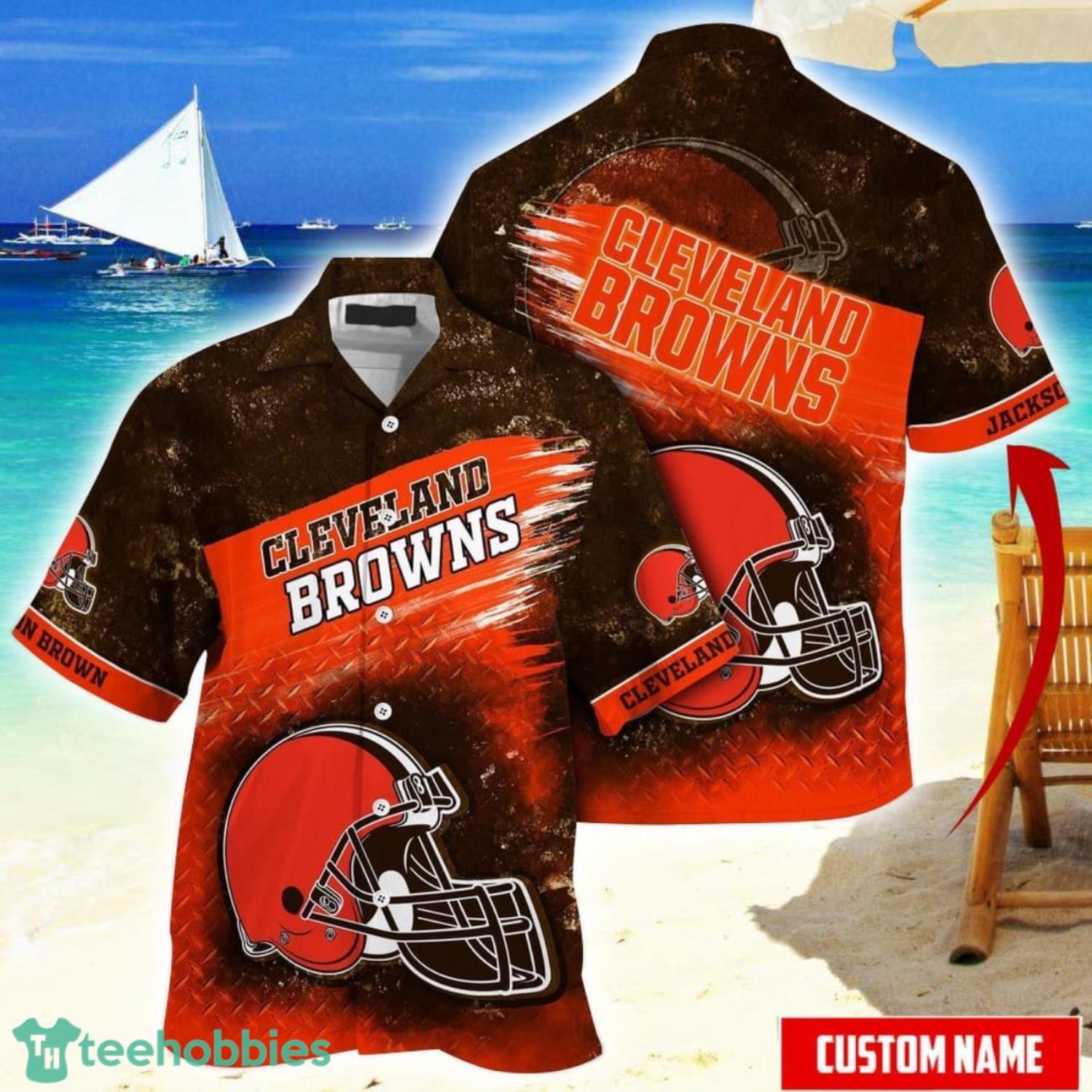 NFL Cleveland Browns Hawaiian Shirt Custom Name For Fans Aloha Summer Shirt Product Photo 1