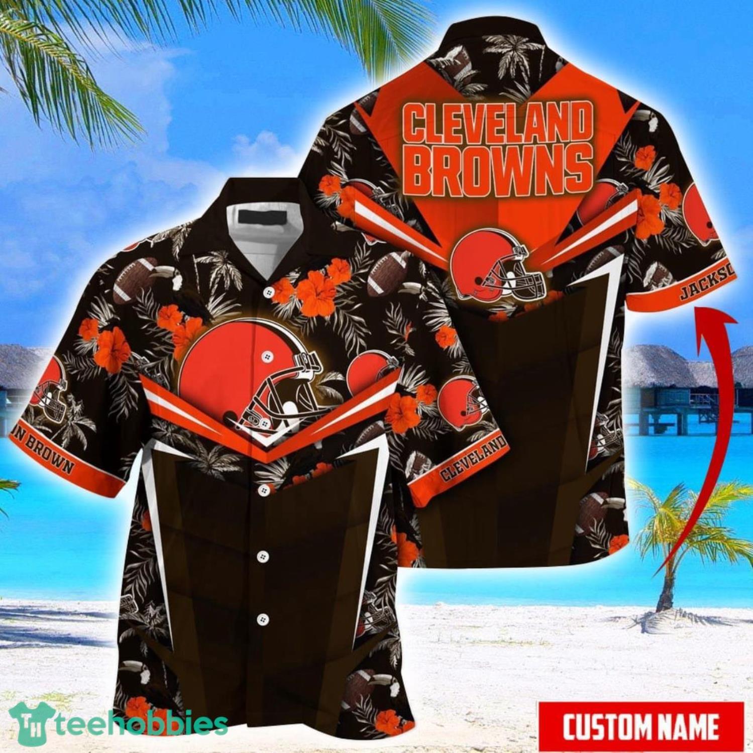 Personalized Name NFL Cleveland Browns Hawaiian Shirt Summer Football Aloha Shirt For Men And Women Product Photo 1
