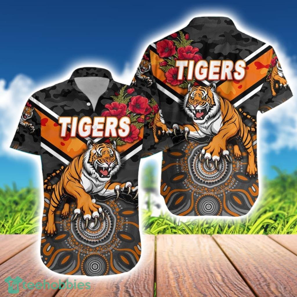 Wests Tigers Anzac Indigenous Vibes Trendy Hawaiian Shirt image Wests Tigers Anzac Indigenous Vibes Trendy Hawaiian Shirt Product Photo 1