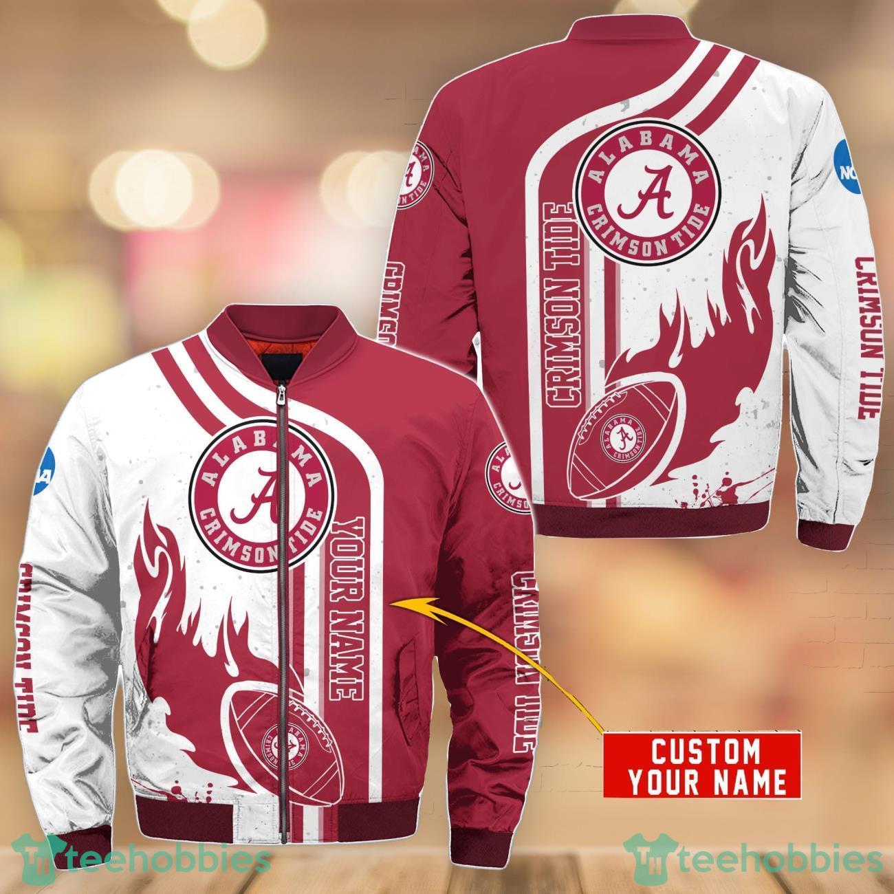 Alabama Crimson Tide NCAA1 Custom Name 3D Bomber For Fans Product Photo 1