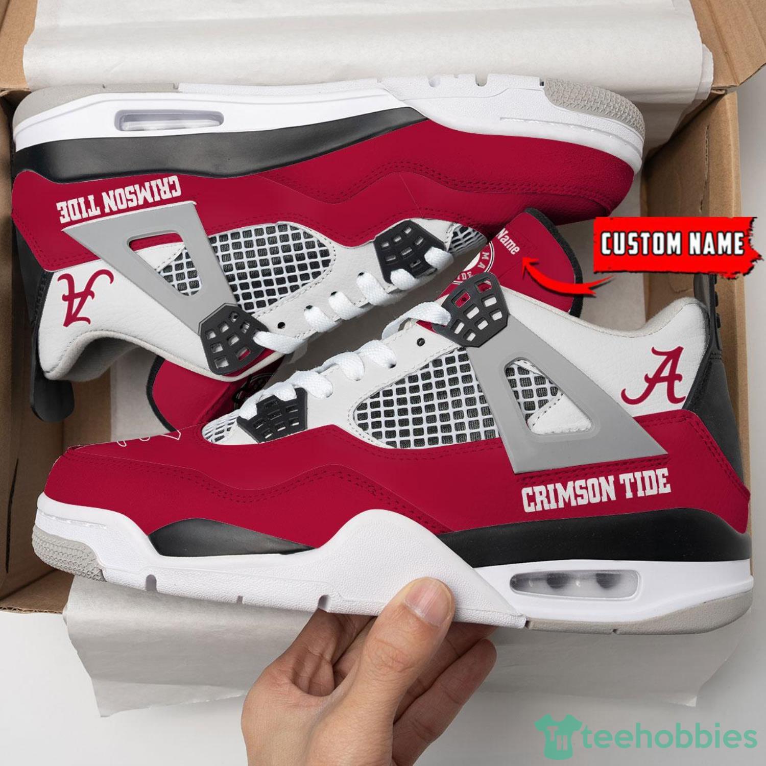 NCAA Team Personalized Name Alabama Crimson Tide Personalized Air Jordan 4 Sneakers Shoes Sport Fans Gift Big Fans Product Photo 1
