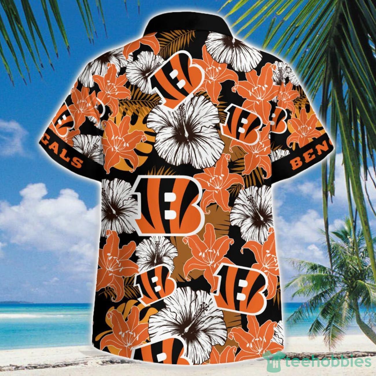 Cincinnati Bengals Big Flower 3D Hawaiian Shirt Button Beach Shirt Product Photo 1