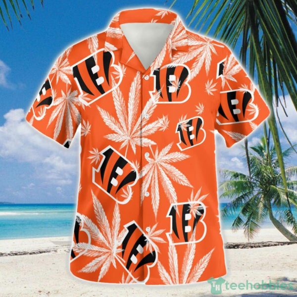Cincinnati Bengals Cannabis Orange 3D Hawaiian Shirt Button Beach Shirt Product Photo 2