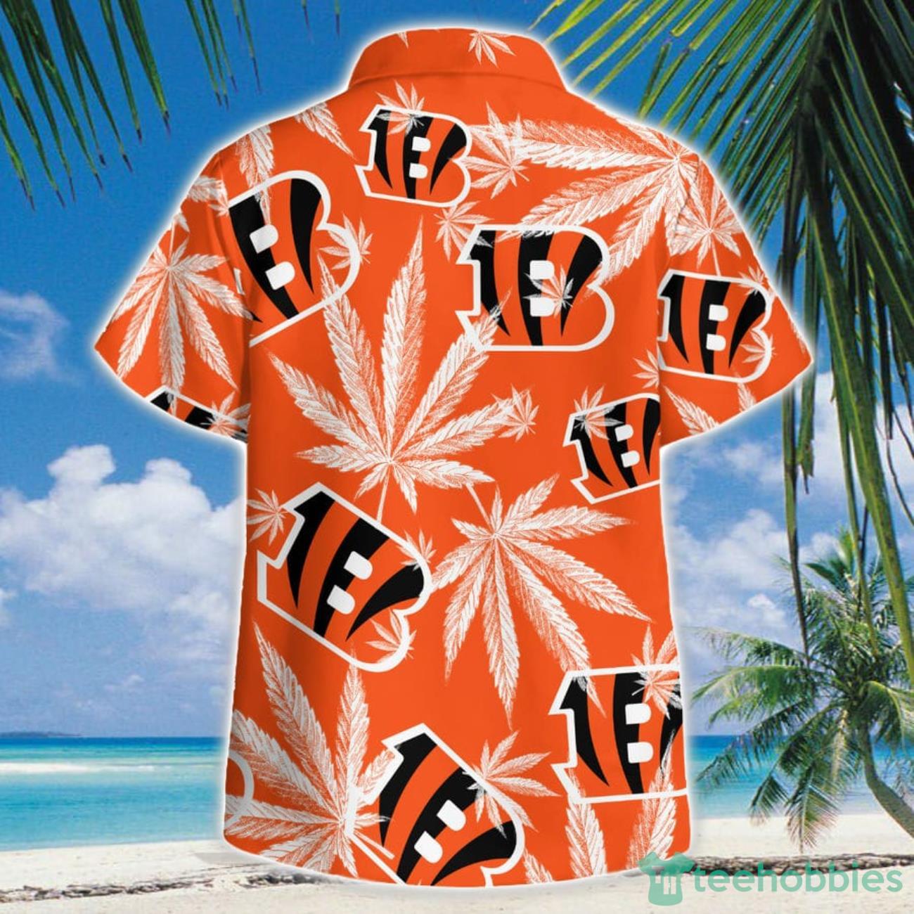 Cincinnati Bengals Cannabis Orange 3D Hawaiian Shirt Button Beach Shirt Product Photo 1