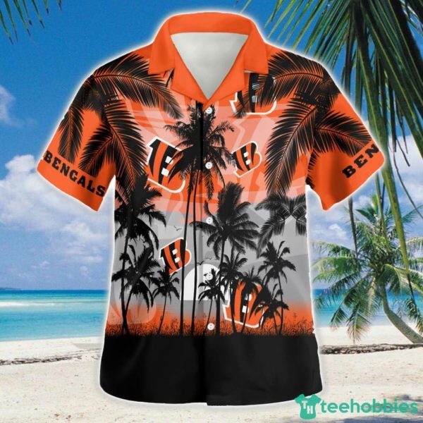 Cincinnati Bengals Coconut Island Grey 3D Hawaiian Shirt Button Beach Shirt Product Photo 2