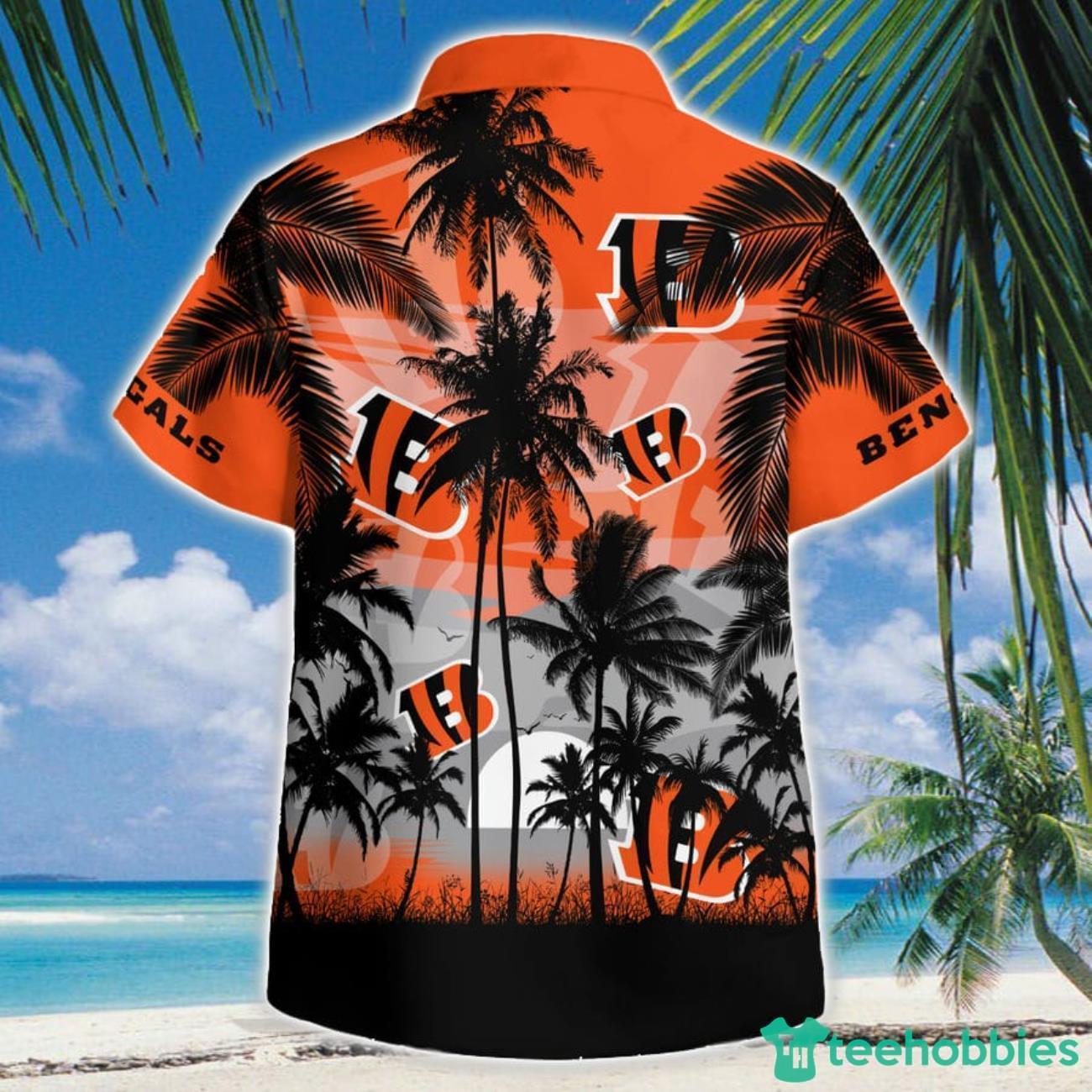Cincinnati Bengals Coconut Island Grey 3D Hawaiian Shirt Button Beach Shirt Product Photo 1