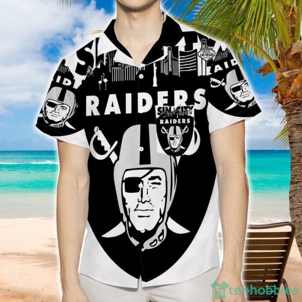 Las Vegas Raiders Logo Art Sin City 3D Hawaiian Shirt Sport Fans Gift Summer Gift Product Photo 1
