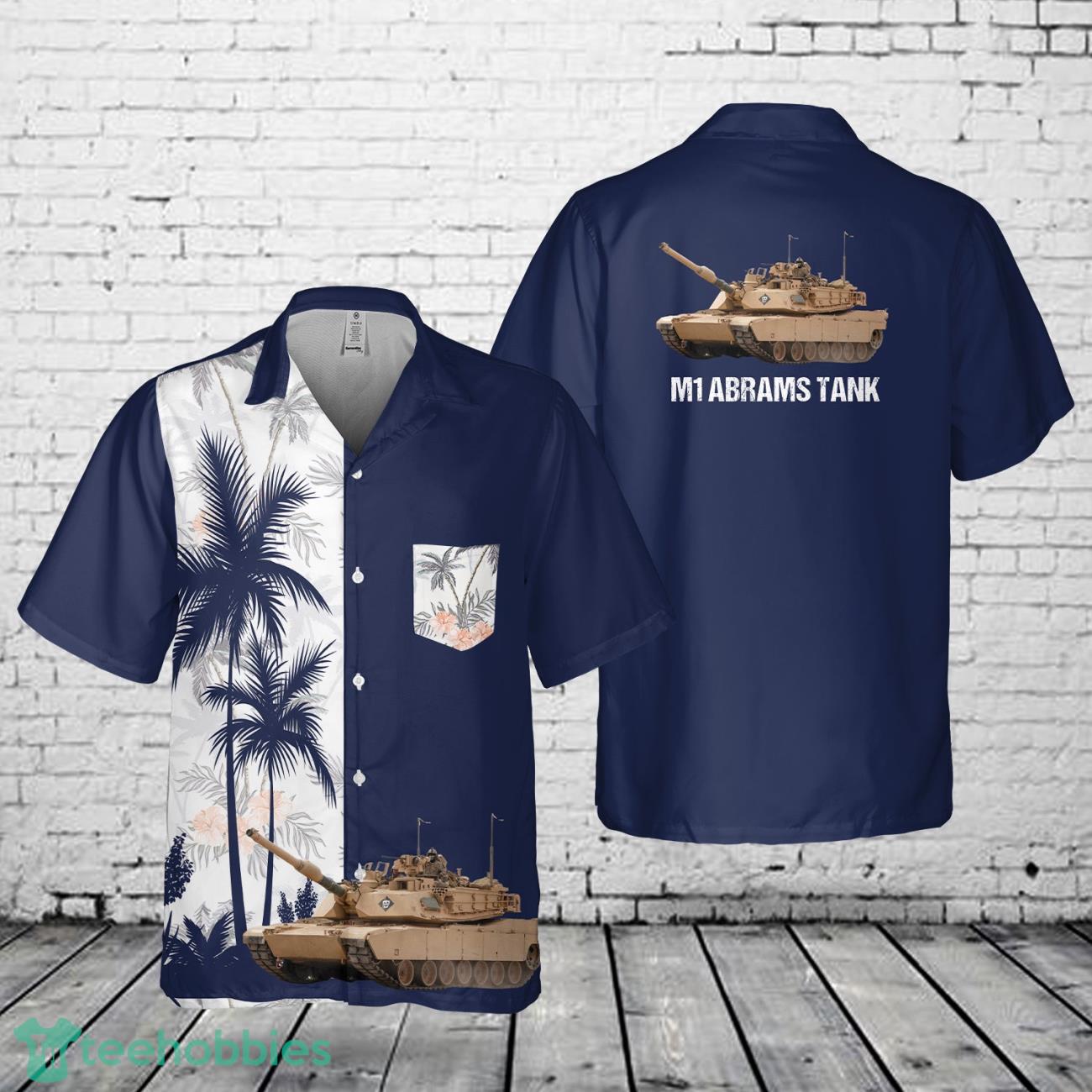 M1 Abrams Tank Pocket Hawaiian Shirt image M1 Abrams Tank Pocket Hawaiian Shirt Product Photo 1