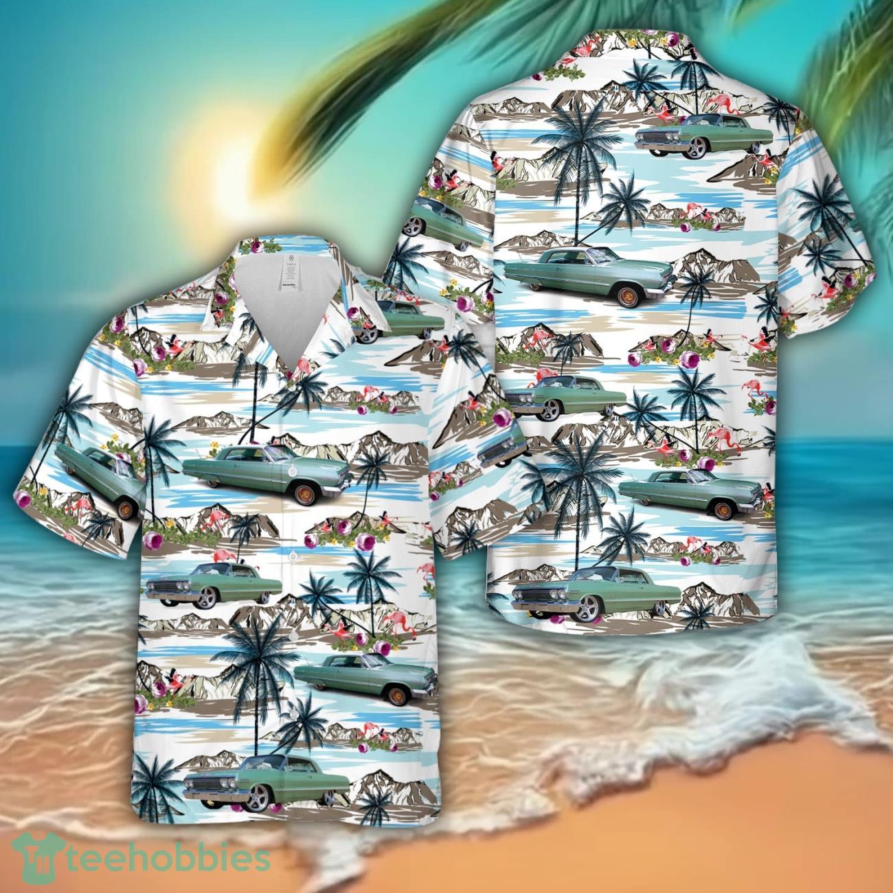 1963 Chevy Impala Lowrider Green Hawaiian Shirt Button 3D Beach Shirt 1963 Chevy Impala Lowrider Green Hawaiian Shirt Button 3D Beach Shirt Product Photo 1