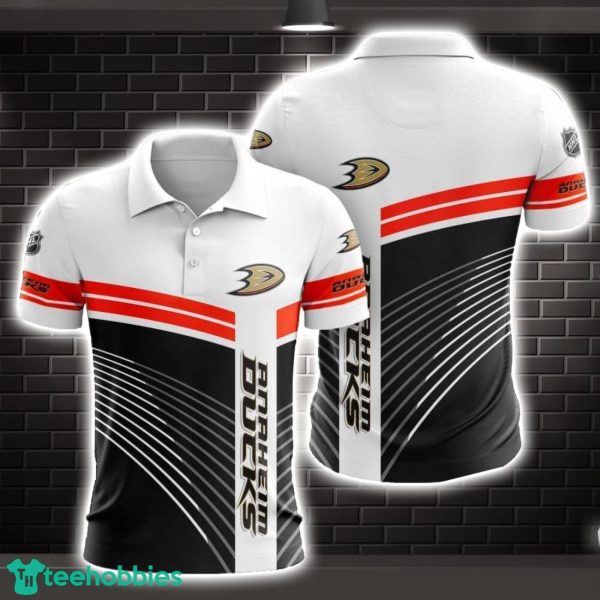 Anaheim Ducks Striped Style 3D Polo Shirt Shirt For Sport Golf Lover Product Photo 1