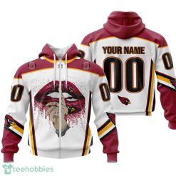 Arizona Cardinals Sexy Lips Custom Name And Number 3D Hoodie Product Photo 2