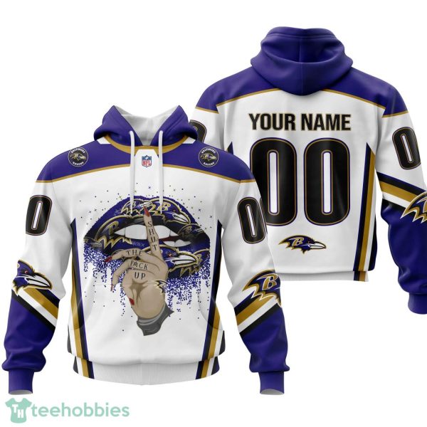 Baltimore Ravens Sexy Lips Custom Name And Number 3D Hoodie Product Photo 1