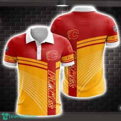 Calgary Flames Striped Style 3D Polo Shirt Shirt For Sport Golf Lover Product Photo 1