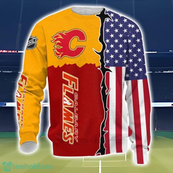 Calgary Flames US Flag 3D All Over Printed T-shirt Hoodie Sweatshirt Product Photo 3