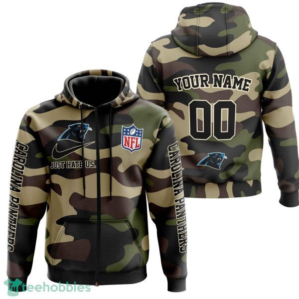 Carolina Panthers Personalized Name And Number Hoodie Camo Style For Fans Product Photo 2
