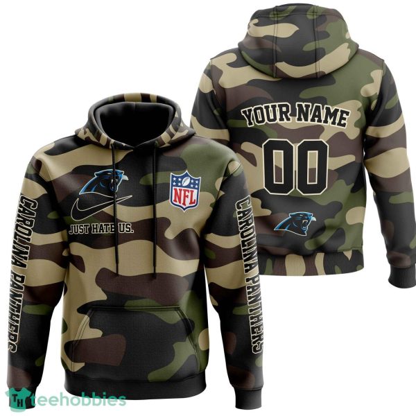 Carolina Panthers Personalized Name And Number Hoodie Camo Style For Fans Product Photo 1