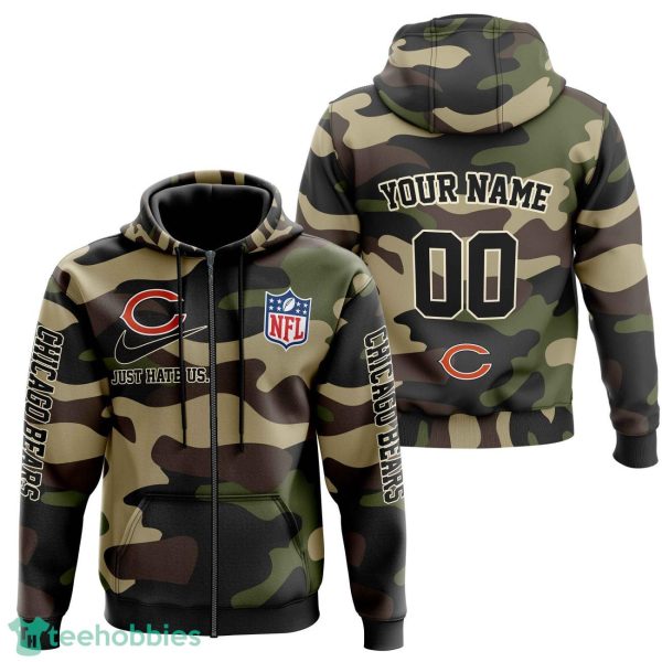 Chicago Bears Personalized Name And Number Hoodie Camo Style For Fans Product Photo 2