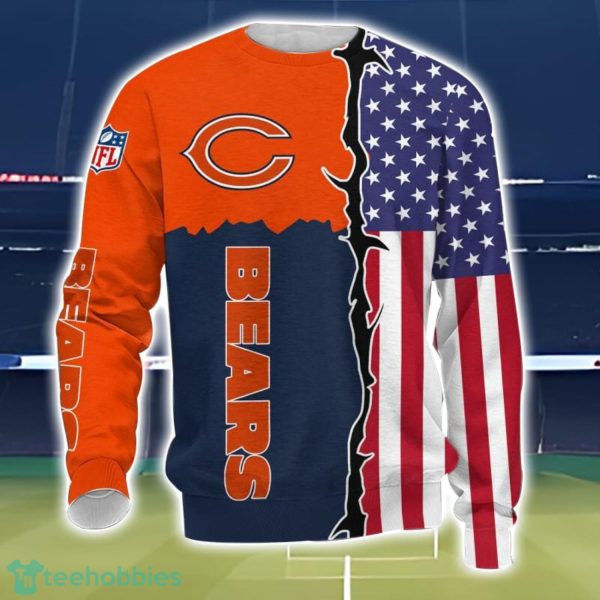 Chicago Bears US Flag 3D All Over Printed T-shirt Hoodie Sweatshirt Product Photo 3
