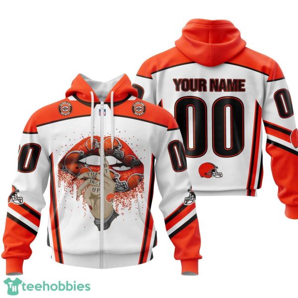 Cleveland Browns Sexy Lips Custom Name And Number 3D Hoodie Product Photo 2