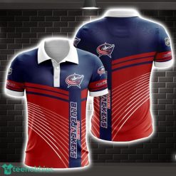 Columbus Blue Jackets Striped Style 3D Polo Shirt Shirt For Sport Golf Lover Product Photo 1