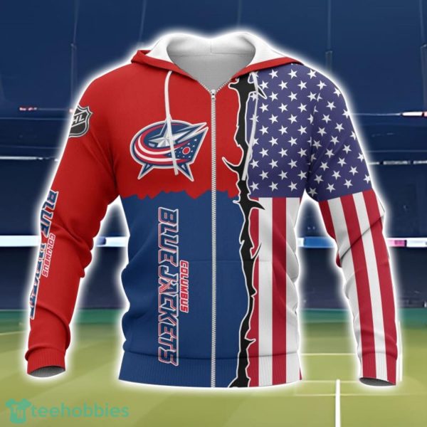 Columbus Blue Jackets US Flag 3D All Over Printed T-shirt Hoodie Sweatshirt Product Photo 2