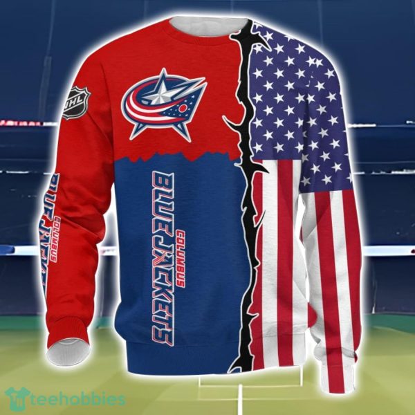 Columbus Blue Jackets US Flag 3D All Over Printed T-shirt Hoodie Sweatshirt Product Photo 3