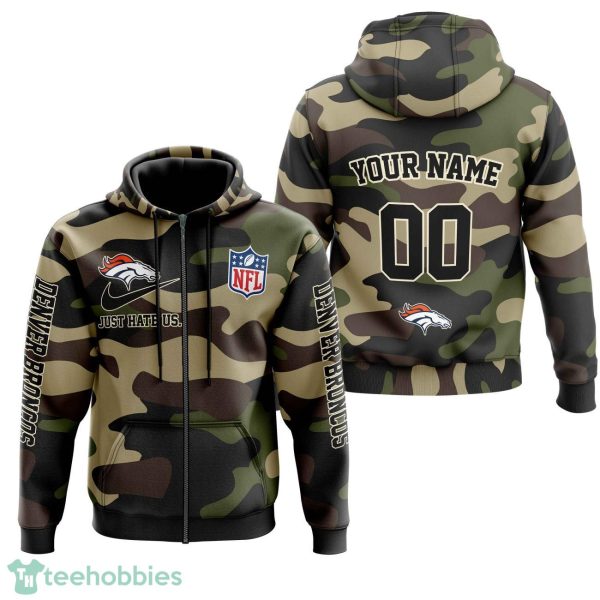 Denver Broncos Personalized Name And Number Hoodie Camo Style For Fans Product Photo 2