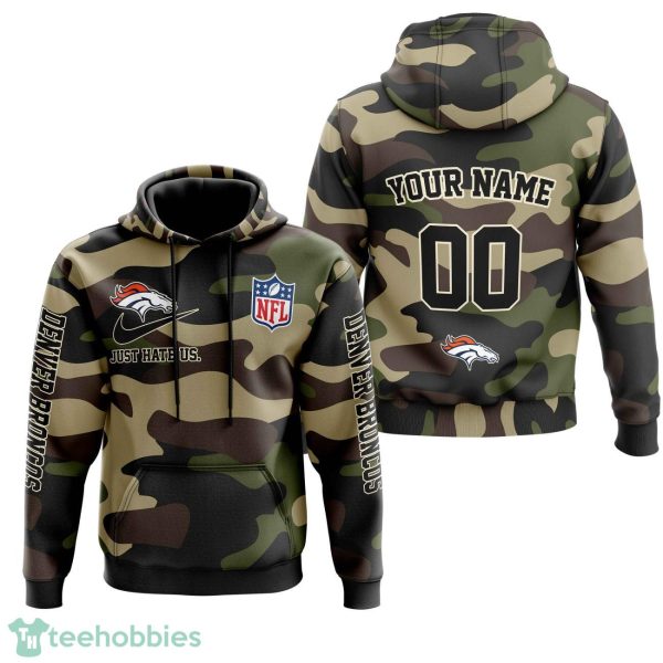 Denver Broncos Personalized Name And Number Hoodie Camo Style For Fans Product Photo 1