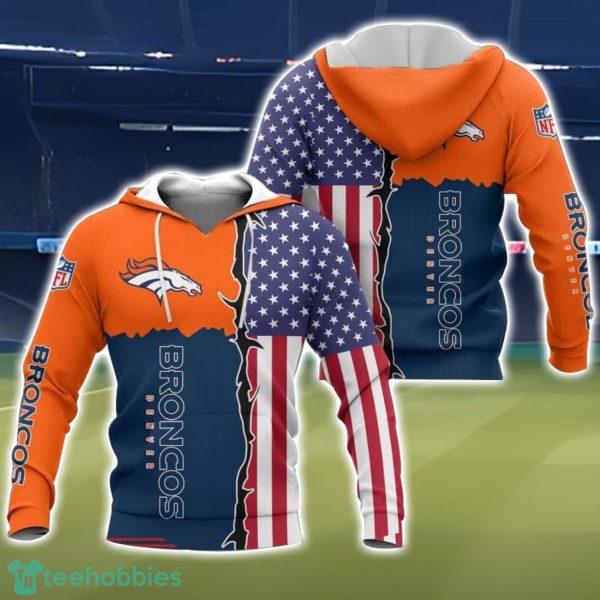 Denver Broncos US Flag 3D All Over Printed T-shirt Hoodie Sweatshirt Product Photo 1