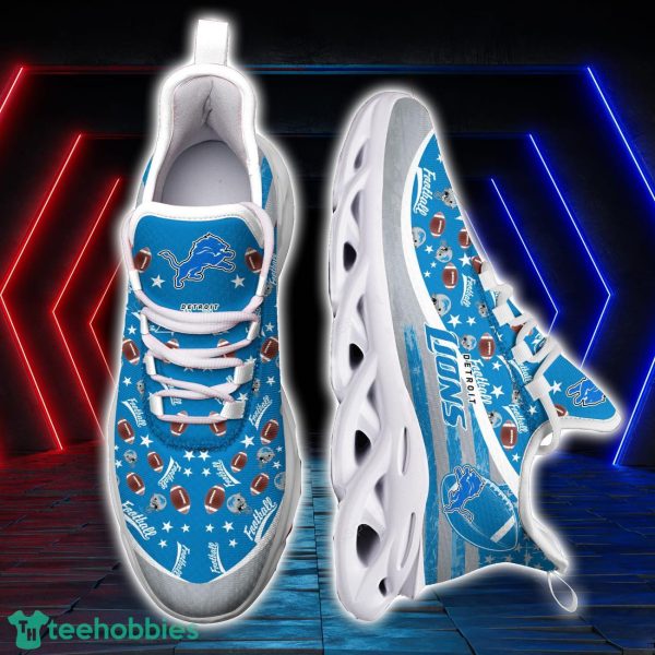 Detroit Lions NFL Ball Pattern Black And White Clunky Max Soul Shoes Running Lover Gift Product Photo 2