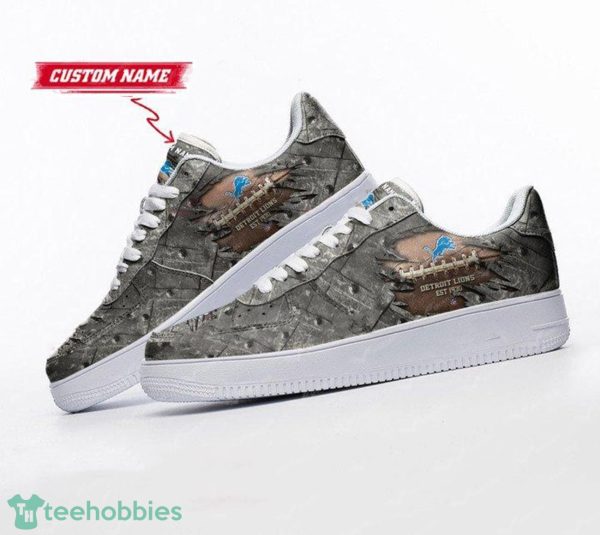 Detroit Lions Personalized Name Sneakers Air Force Shoes Sport Fans Hoilday Gift Product Photo 2
