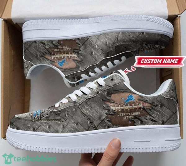 Detroit Lions Personalized Name Sneakers Air Force Shoes Sport Fans Hoilday Gift Product Photo 1
