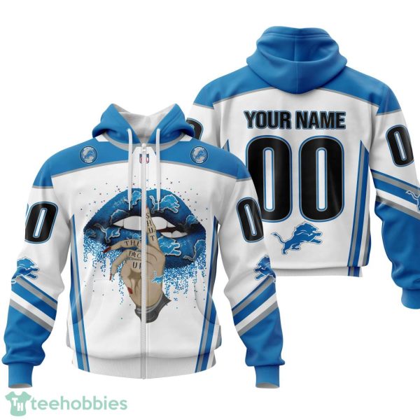 Detroit Lions Sexy Lips Custom Name And Number 3D Hoodie Product Photo 2