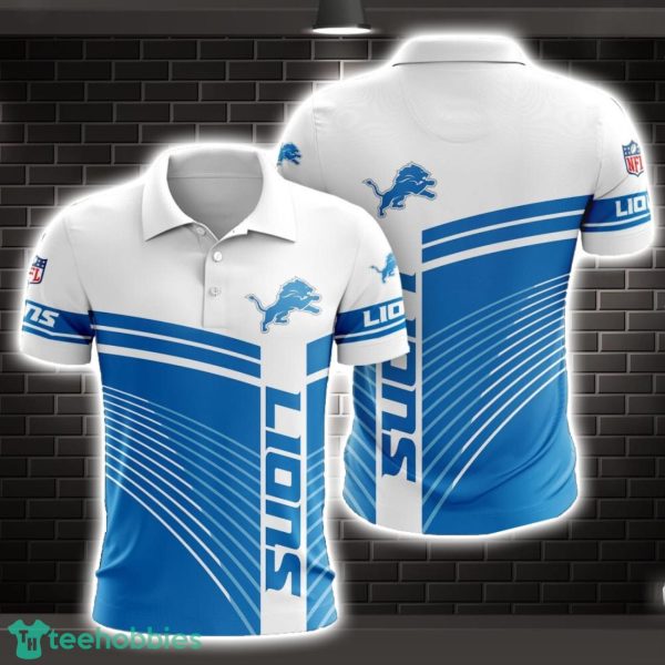 Detroit Lions Striped Style 3D Polo Shirt Shirt For Sport Golf Lover Product Photo 1