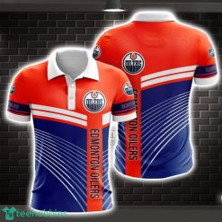 Edmonton Oilers Striped Style 3D Polo Shirt Shirt For Sport Golf Lover Product Photo 1