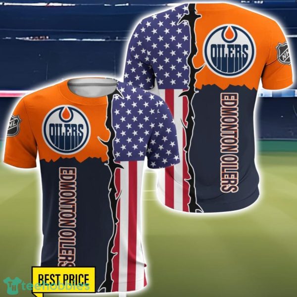 Edmonton Oilers US Flag 3D All Over Printed T-shirt Hoodie Sweatshirt Product Photo 5