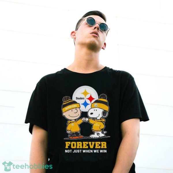 Go Steelers Peanuts Snoopy and Charlie Brown Pittsburgh Steelers Forever Not Just When We Win 2024 Shirt - G500 Gildan T-Shirt