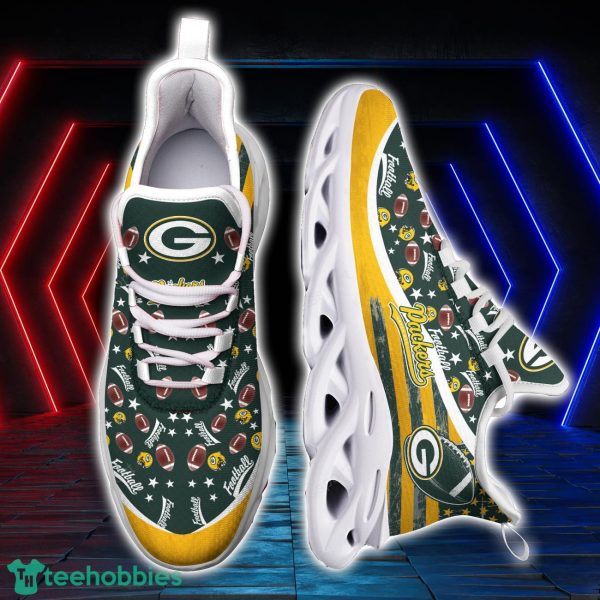 Green Bay Packers NFL Ball Pattern Black And White Clunky Max Soul Shoes Running Lover Gift Product Photo 2