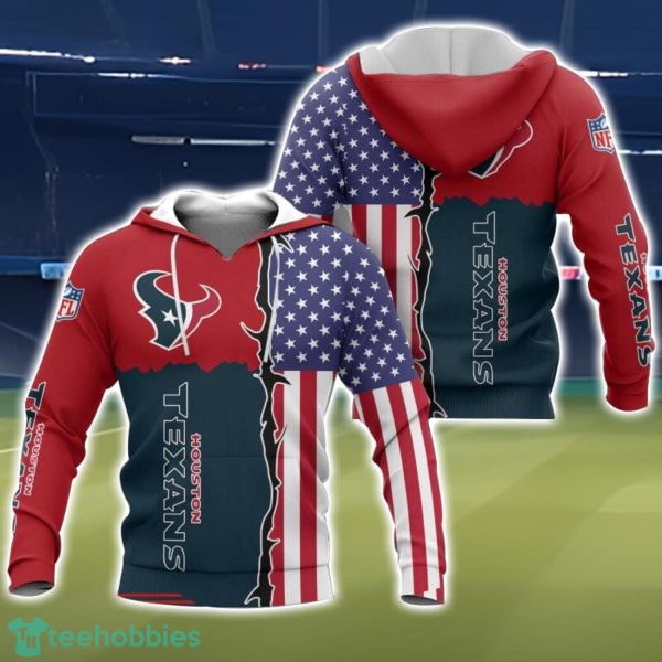 Houston Texans US Flag 3D All Over Printed T-shirt Hoodie Sweatshirt Product Photo 1