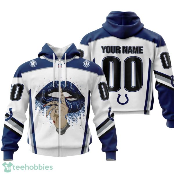 Indianapolis Colts Sexy Lips Custom Name And Number 3D Hoodie Product Photo 2