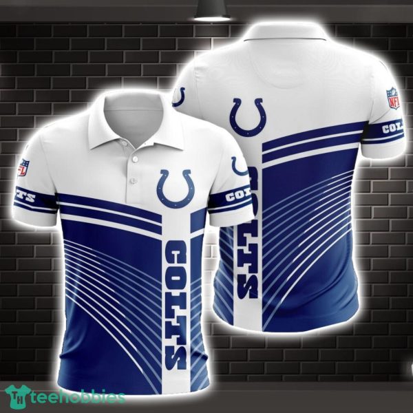Indianapolis Colts Striped Style 3D Polo Shirt Shirt For Sport Golf Lover Product Photo 1